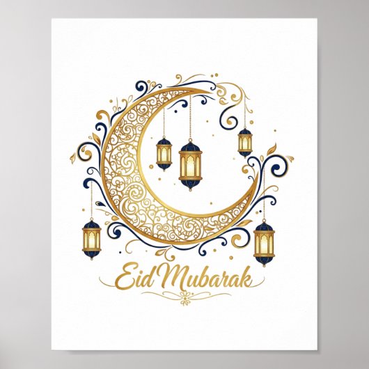 Eid Mubarak Gouden Halve Maan Poster (Voorkant)