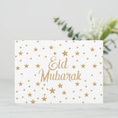 Eid Mubarak Gouden Ster Glitter Sparkle decor Kaart (Staand voorkant)