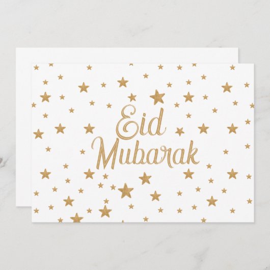 Eid Mubarak Gouden Ster Glitter Sparkle decor Kaart (Voorkant / Achterkant)