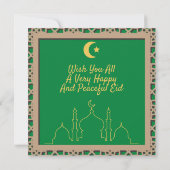 Eid Mubarak Green Background met 3D Effect Lijst Kaart (Achterkant)