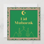 Eid Mubarak Green Background met 3D Effect Lijst Kaart (Voorkant)
