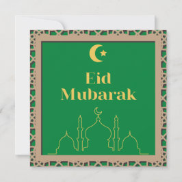 Eid Mubarak Green Background met 3D Effect Lijst Kaart