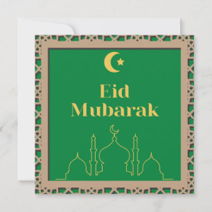 Eid Mubarak Green Background met 3D Effect Lijst Kaart