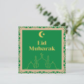 Eid Mubarak Green Background met Brown Lijst Kaart (Staand voorkant)