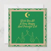 Eid Mubarak Green Background met Brown Lijst Kaart (Achterkant)