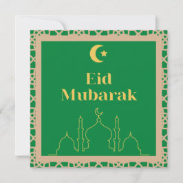 Eid Mubarak Green Background met Brown Lijst Kaart