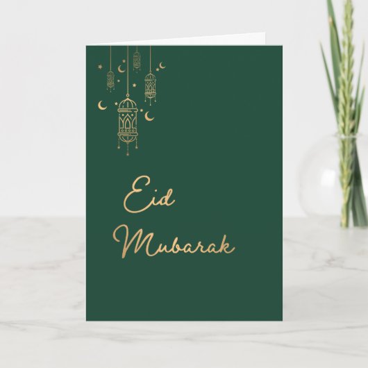 Eid Mubarak Green & Gold Eid Kaart (Voorkant)