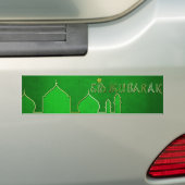 Eid Mubarak Green Gold Mosque Bumpersticker (Op auto)