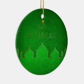 Eid Mubarak Green Gold Mosque Keramisch Ornament (Rechts)