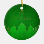 Eid Mubarak Green Gold Mosque Keramisch Ornament (Voorkant)