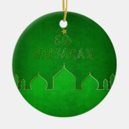Eid Mubarak Green Gold Mosque Keramisch Ornament