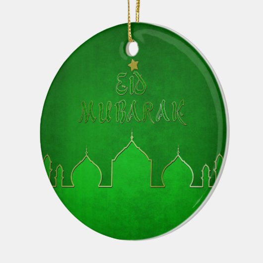Eid Mubarak Green Gold Mosque Keramisch Ornament (Links)