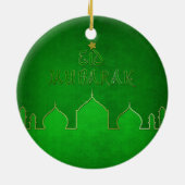 Eid Mubarak Green Gold Mosque Keramisch Ornament (Achterkant)