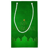 Eid Mubarak Green Gold Mosque Klein Cadeauzakje (Achterkant)