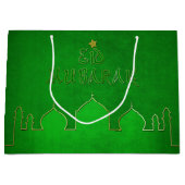 Eid Mubarak Green Gold Mosque Large Cadeautasje (Voorkant)