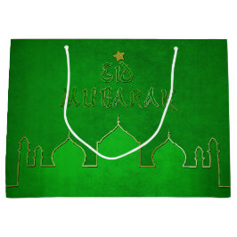 Eid Mubarak Green Gold Mosque Large Cadeautasje
