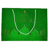 Eid Mubarak Green Gold Mosque Large Cadeautasje (Achterkant)