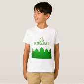 Eid Mubarak Green Gold Mosque T-shirt (Voorkant volledig)