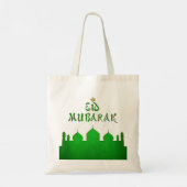 Eid Mubarak Green Gold Mosque Tote Bag (Achterkant)