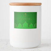 Eid Mubarak Green Gold Mosque Voedselcontainer Etiket (Voorkant)