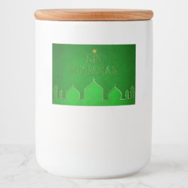 Eid Mubarak Green Gold Mosque Voedselcontainer Etiket