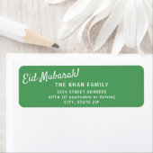 Eid Mubarak Green Retour Adres Sticker Label (Insitu)
