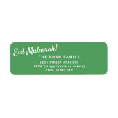 Eid Mubarak Green Retour Adres Sticker Label (Voorkant)