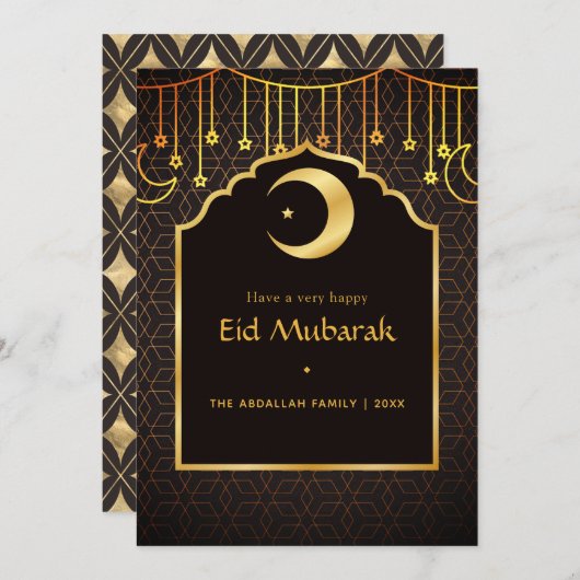 Eid Mubarak Greeting Feestdagenkaart (Voorkant / Achterkant)