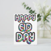 Eid Mubarak Greeting Rainbow Colors Typografie Briefkaart (Staand voorkant)