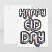 Eid Mubarak Greeting Rainbow Colors Typografie Briefkaart (Voorkant / Achterkant)