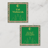 Eid Mubarak Groene Achtergrond met 3D effect lijst Notitiekaartje (Voorkant / Achterkant)