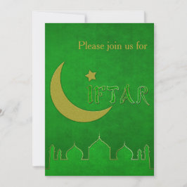 Eid Mubarak Groene Gouden Moskee - Iftar Uitnodigi Kaart