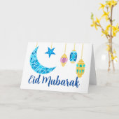Eid Mubarak-groeten met Fanoos en Moon Kaart (Gele Bloem)