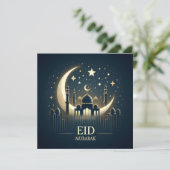 Eid Mubarak  Groeten Tekst Feestdagenkaart (Staand voorkant)