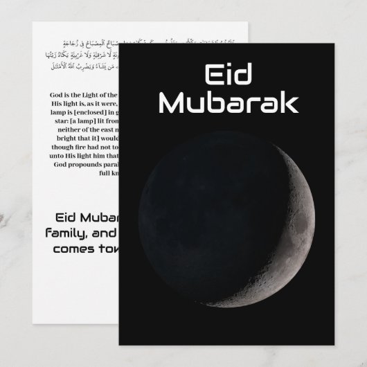 Eid Mubarak halve maan licht op licht Aankondiging (Voorkant / Achterkant)