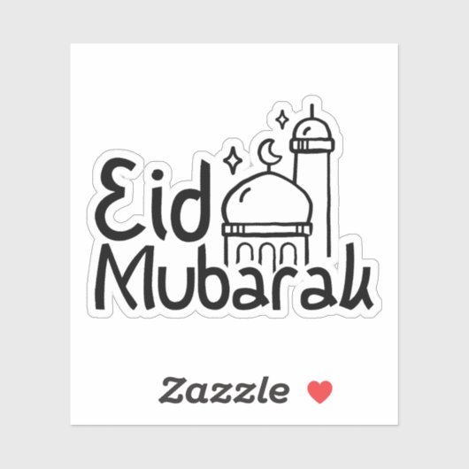 "Eid Mubarak" handgetekende letters Sticker (Vel)