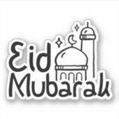 "Eid Mubarak" handgetekende letters Sticker (Voorkant)