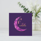 Eid Mubarak - Happy Eid - Amethyst Crescent Feestdagenkaart (Staand voorkant)