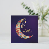 Eid Mubarak - Happy Eid - Colorful Crescent Feestdagenkaart (Staand voorkant)