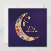 Eid Mubarak - Happy Eid - Colorful Crescent Feestdagenkaart (Voorkant)