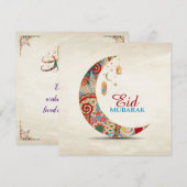 Eid Mubarak - Happy Eid - Colorful Crescent Feestdagenkaart (Voorkant / Achterkant)
