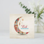 Eid Mubarak - Happy Eid - Colorful Crescent Feestdagenkaart (Staand voorkant)