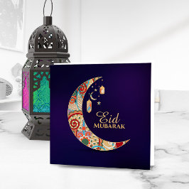 Eid Mubarak - Happy Eid - Colorful Crescent Feestdagenkaart