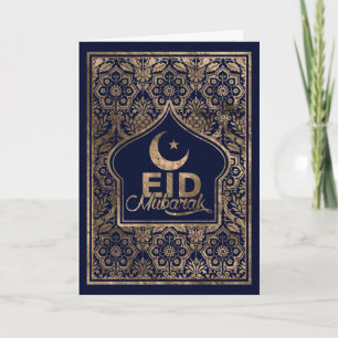 Eid Mubarak - Happy Eid - Gold en blauw Kaart