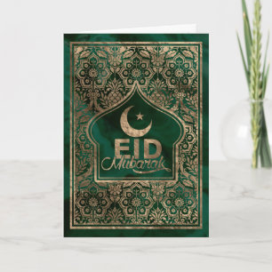 Eid Mubarak - Happy Eid - Gold en Malachite Kaart