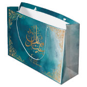Eid Mubarak | Happy Eid Golden Calligraphy Green Groot Cadeauzakje (Achterkant Gekanteld)