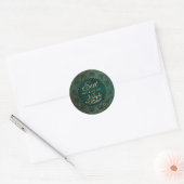 Eid Mubarak | Happy Eid Golden Calligraphy Green Ronde Sticker (Envelop)