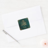 Eid Mubarak | Happy Eid Golden Calligraphy Green Vierkante Sticker (Envelop)