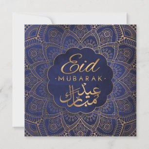 Eid Mubarak   Happy Eid Golden Calligraphy Mandala Feestdagenkaart
