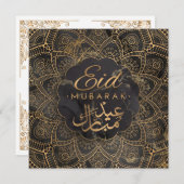Eid Mubarak | Happy Eid Golden Calligraphy Mandala Feestdagenkaart (Voorkant / Achterkant)